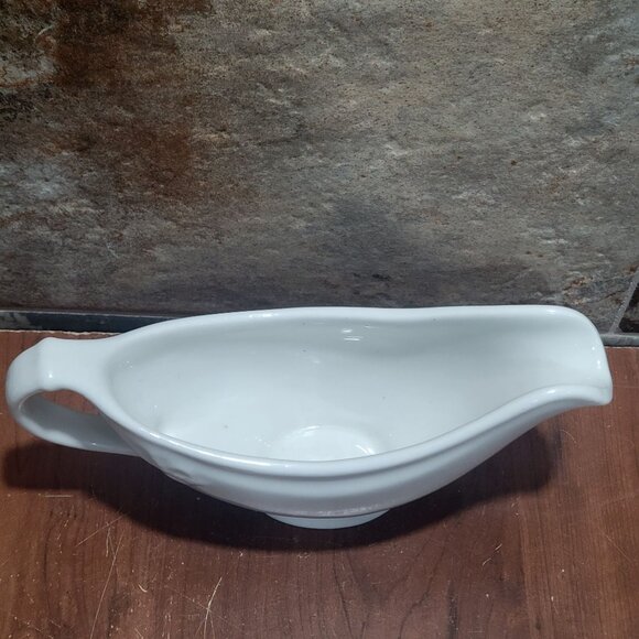 White Gravy Boat Handle Spout Marked Sterling East Liverpool Ohio USA 1930 - Picture 3 of 12